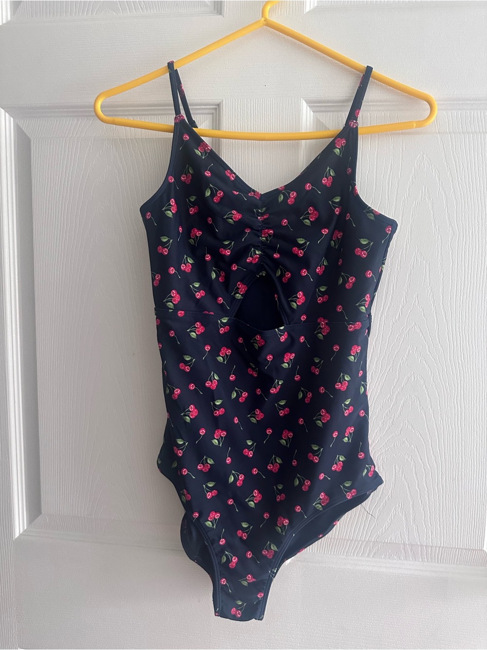 abercrombie kids Black One-Piece Swimsuit with Pink Cherry Print